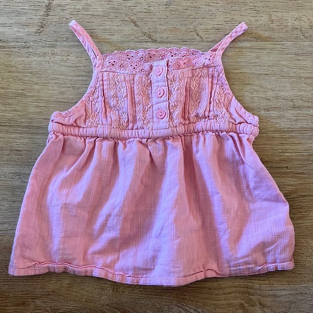 Vintage old navy tank top pink eyelet and embroidered details